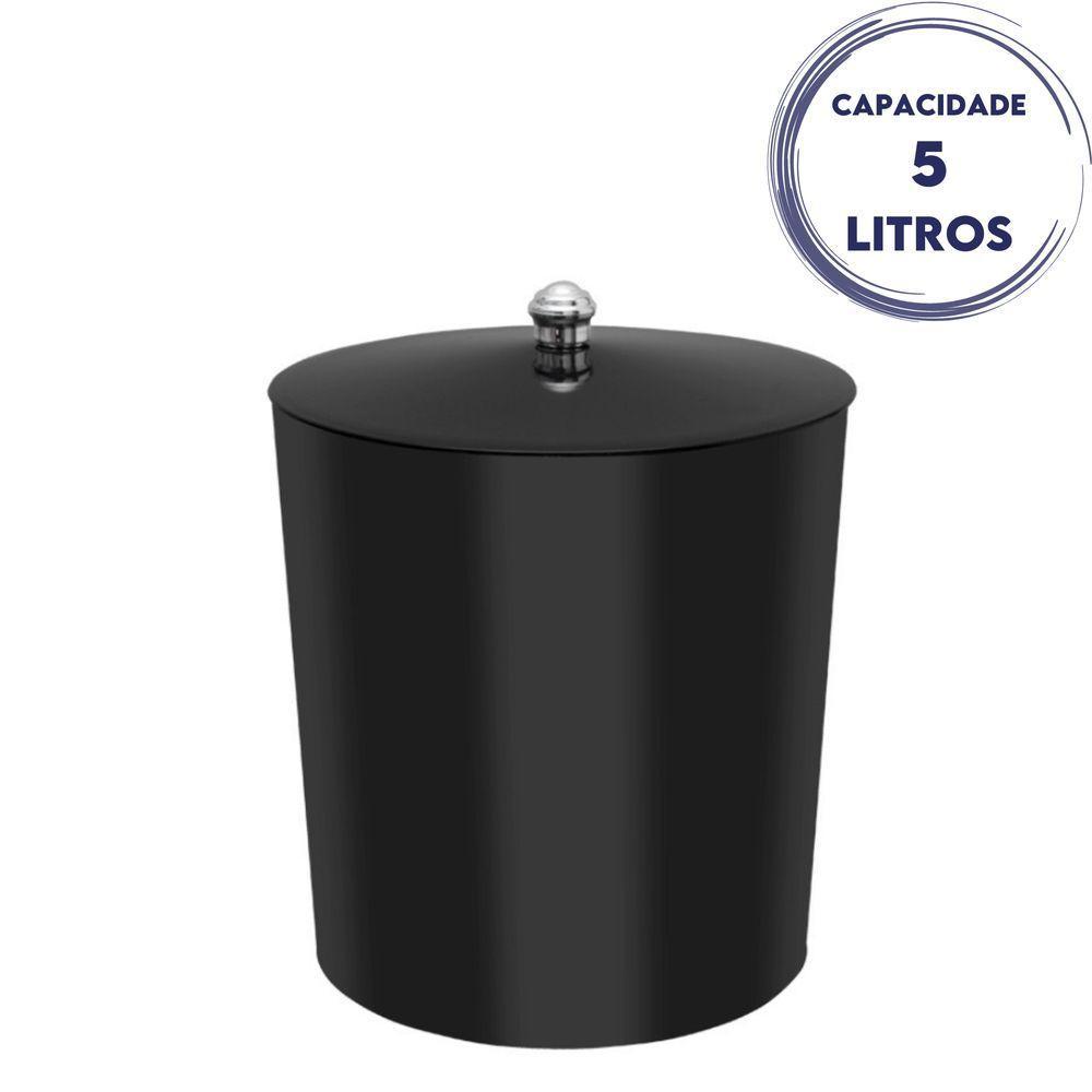 Lixeira Com Tampa Para Banheiro Cozinha 5litros Haus Preta - 6