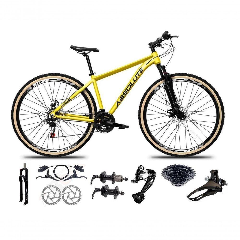 Bicicleta Aro 29 Absolute Nero 5 Freio Hidráulico K7 27v Garfo Com Trava Pneu Com Faixa - Amarelo Tam.15 - 1