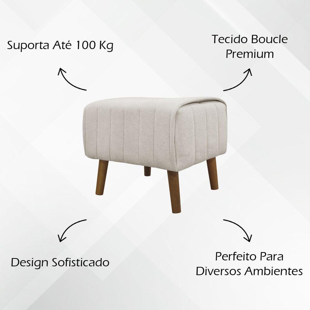 Puff Decorativo Retangular Verso Bouclé Premium - Bege Buclê - 2