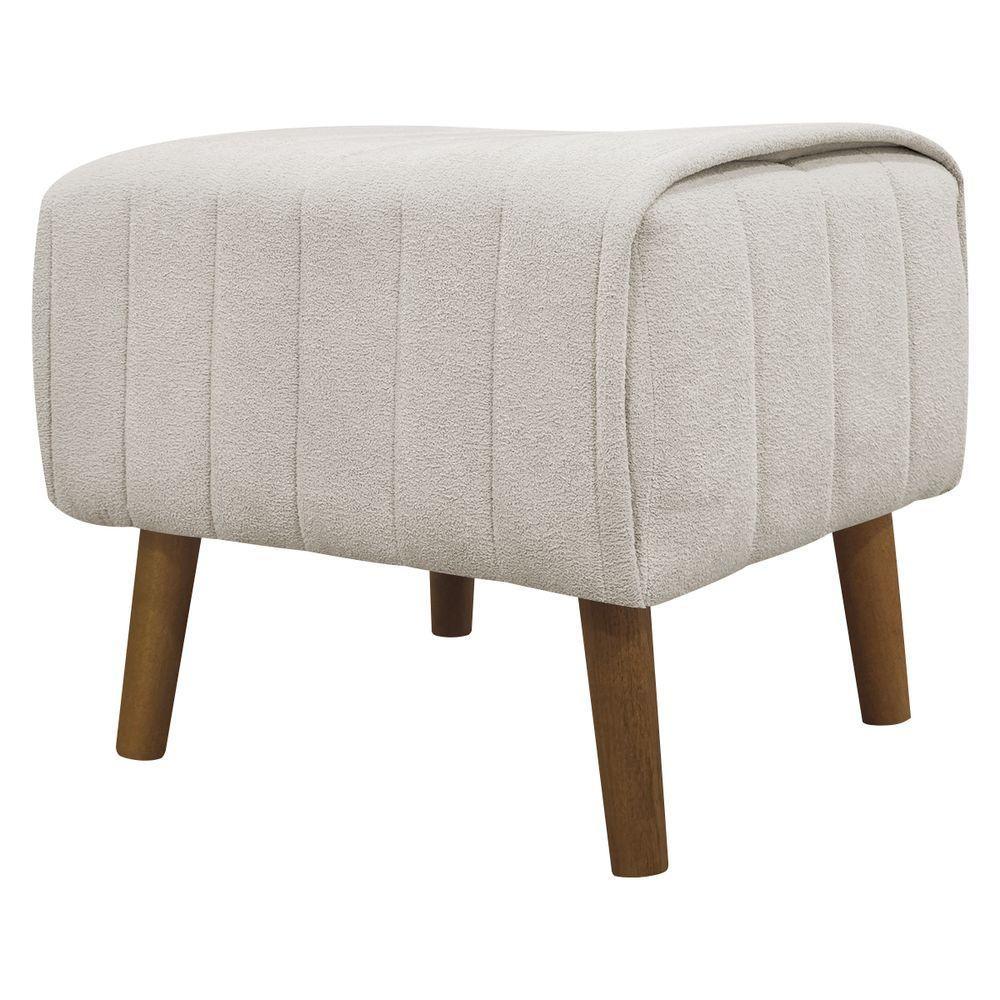 Puff Decorativo Retangular Verso Bouclé Premium - Bege Buclê - 5