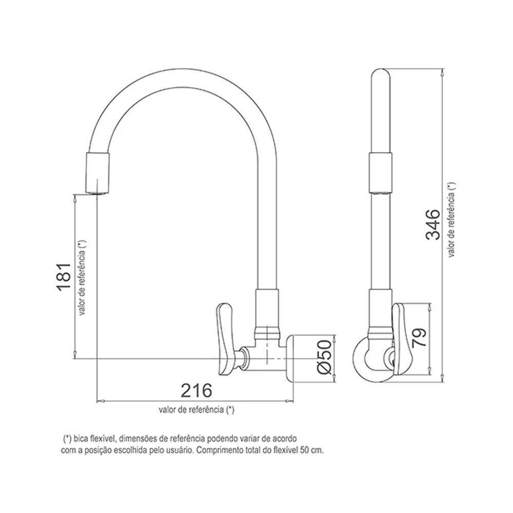 Torneira Lorenflex Com Bica Flexível De Parede Lorenzetti Preto - 5