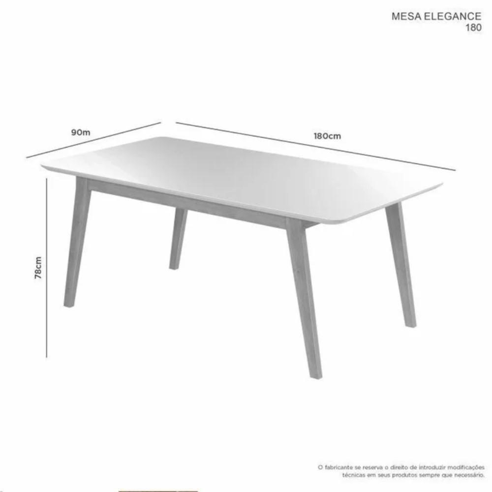 Conjunto Mesa De Jantar Elegance Off White 1,80 M Com 6 Cadeiras Diamante - 5