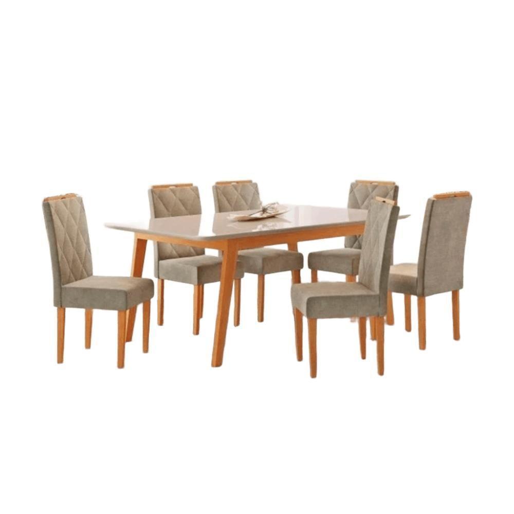 Conjunto Mesa De Jantar Elegance Off White 1,80 M Com 6 Cadeiras Diamante - 7