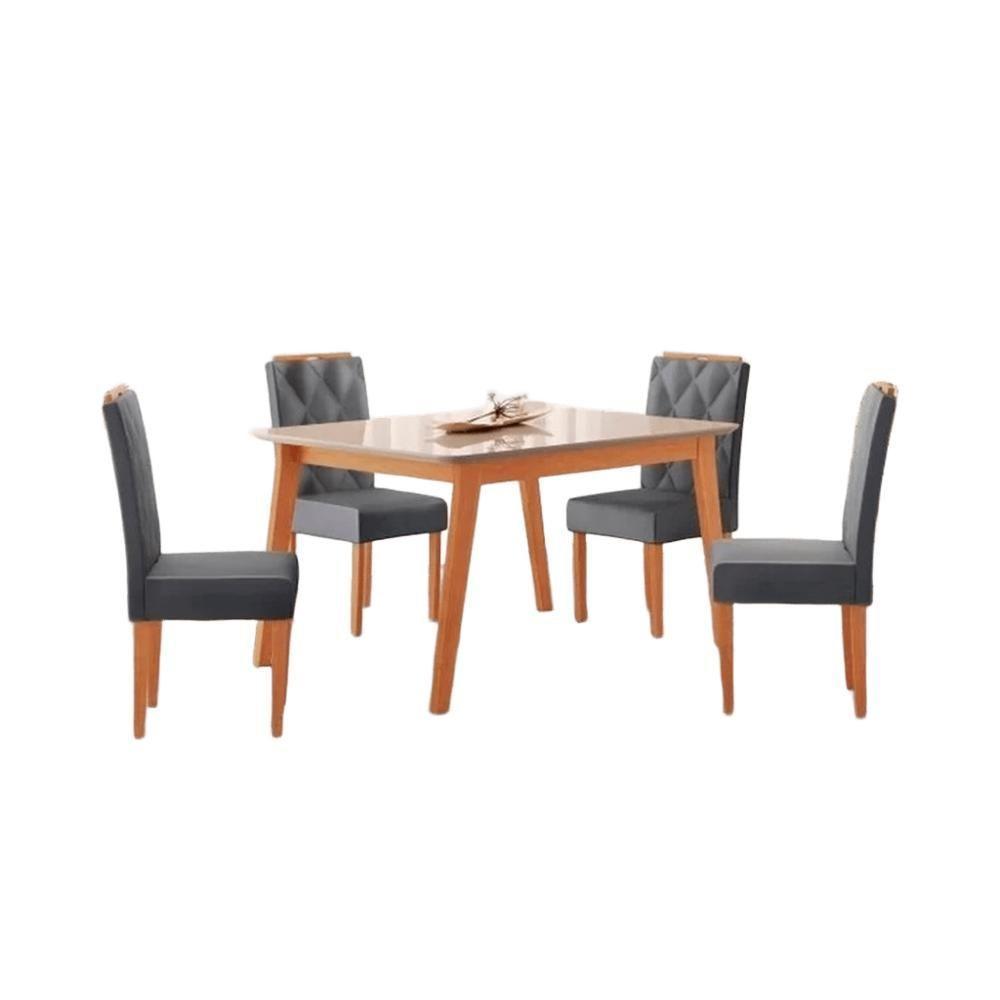 Conjunto Mesa De Jantar Elegance Off White 1,20 M Com 4 Cadeiras Diamante - 1