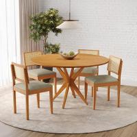 Conjunto Mesa Simpatia Redonda Laminado Com 4 Cadeiras Jade 03 Veludo Bege - 1