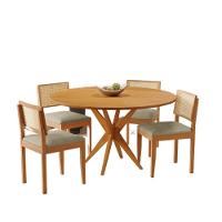 Conjunto Mesa Simpatia Redonda Laminado Com 4 Cadeiras Jade 03 Veludo Bege - 2