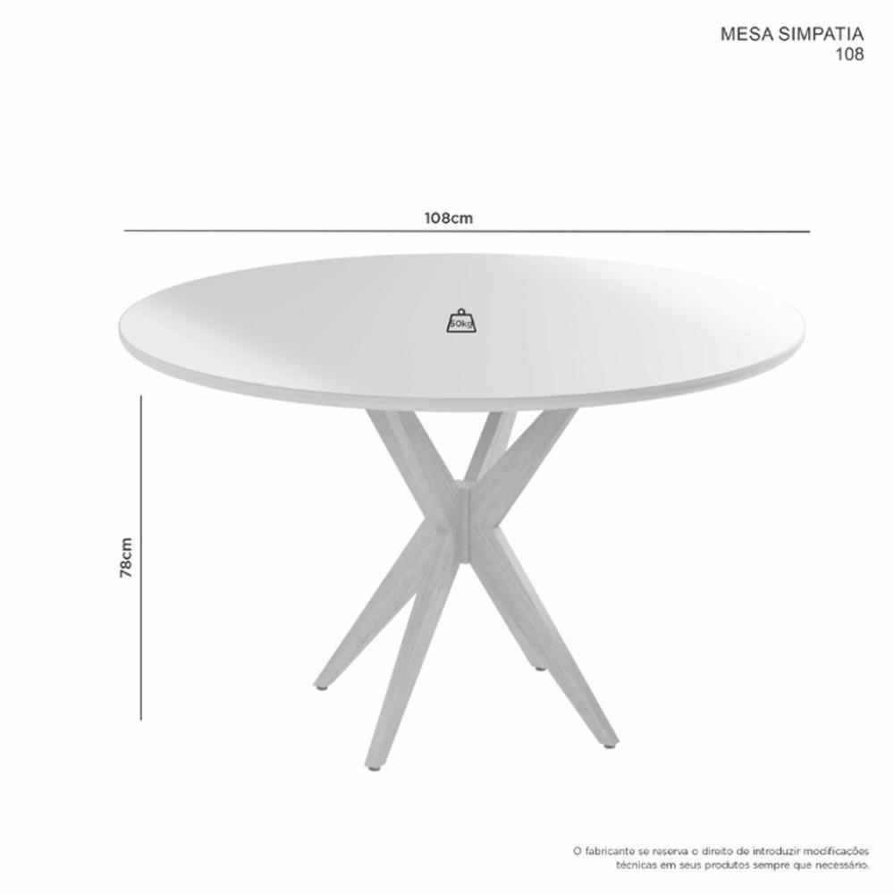 Conjunto Mesa Simpatia Redonda Off White Com 4 Cadeiras Jade 03 Veludo Bege - 3