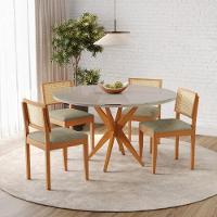 Conjunto Mesa Simpatia Redonda Off White Com 4 Cadeiras Jade 03 Veludo Bege - 2
