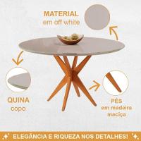 Conjunto Mesa Simpatia Redonda Off White Com 4 Cadeiras Jade 03 Veludo Bege - 5