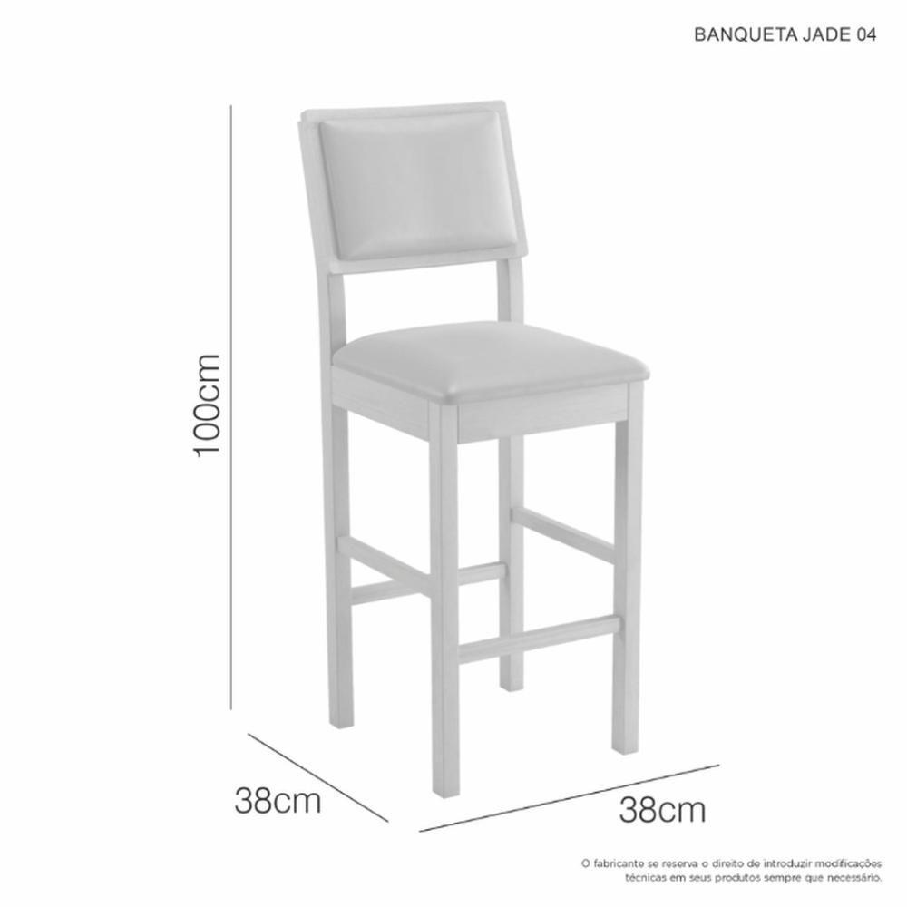 Conjunto 3 Banquetas Jade 04 Madeira Maciça Jcm Linho Bege - 3