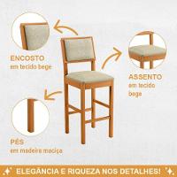 Conjunto 3 Banquetas Jade 04 Madeira Maciça Jcm Linho Bege