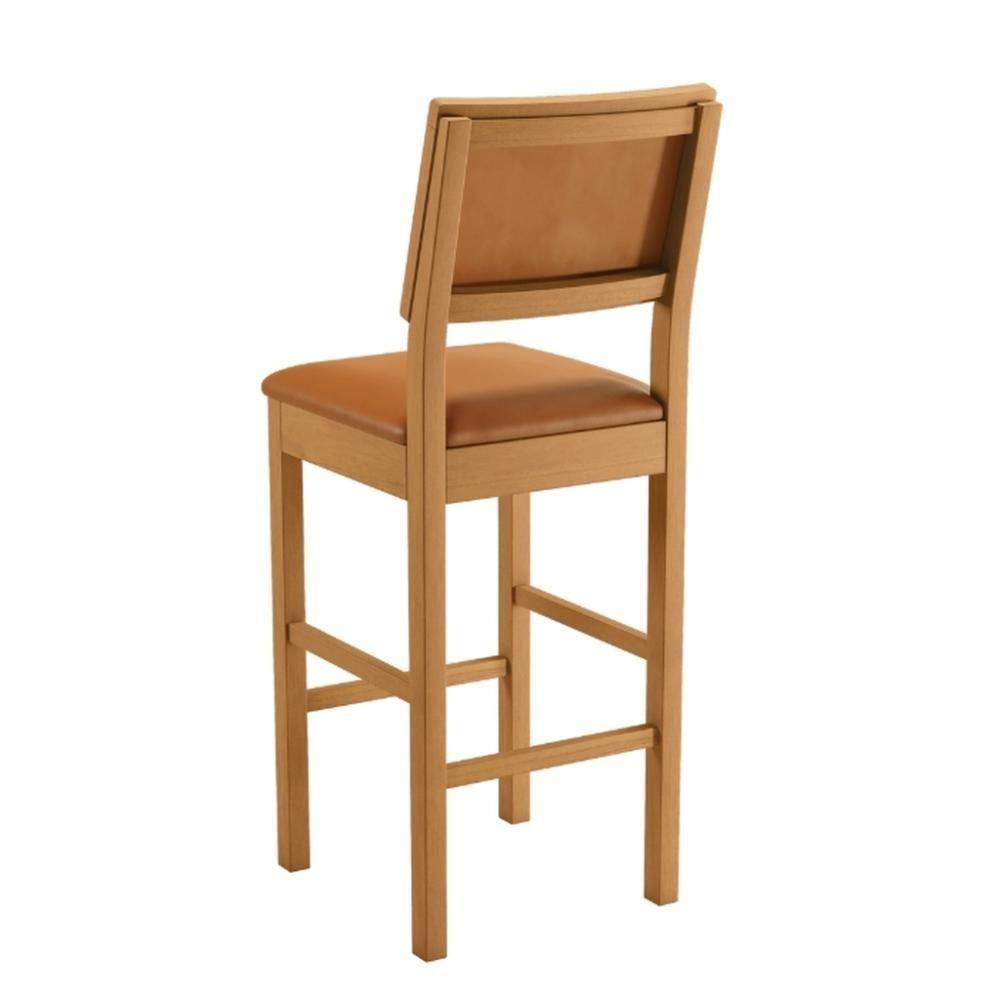 Conjunto 3 Banquetas Jade 04 Madeira Maciça Jcm Couro Caramelo - 2