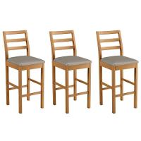 Conjunto 3 Banquetas Jade 02 Madeira Maciça Jcm Veludo Cinza - 1