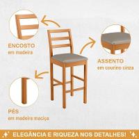 Conjunto 3 Banquetas Jade 02 Madeira Maciça Jcm Veludo Cinza - 2