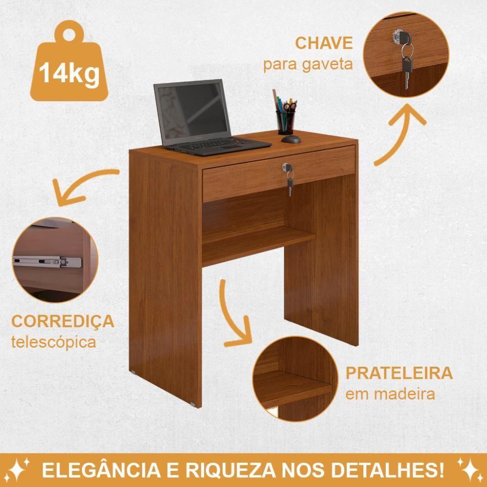 Kit 10 Escrivaninhas Andorinha Cinamomo 1 Gaveta Com Chave Jcm Movelaria - 5