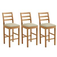 Conjunto 3 Banquetas Jade 02 Madeira Maciça Jcm Linho Bege - 1