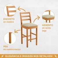 Conjunto 3 Banquetas Jade 02 Madeira Maciça Jcm Linho Bege