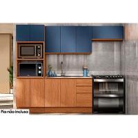 Cozinha Completa Ciela 4 Peças (2Aéreo+1Balcão+1Paneleiro) C4P77 Canela/Azul Profundo - Kappesberg - 1