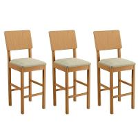 Conjunto 3 Banquetas Jade 01 Madeira Maciça Jcm Linho Bege - 1