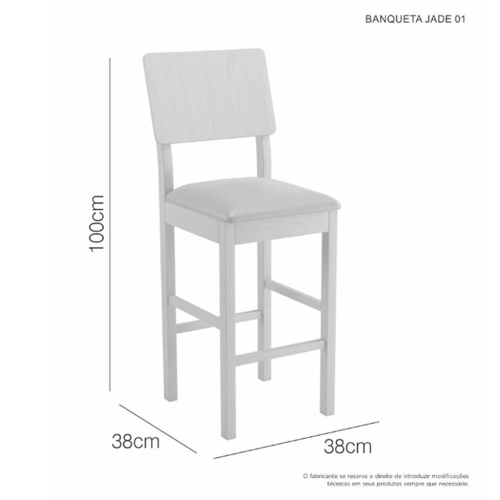 Conjunto 3 Banquetas Jade 01 Madeira Maciça Jcm Veludo Cinza - 3