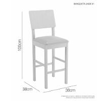 Conjunto 3 Banquetas Jade 01 Madeira Maciça Jcm Veludo Cinza - 3