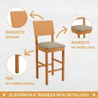 Conjunto 3 Banquetas Jade 01 Madeira Maciça Jcm Veludo Cinza