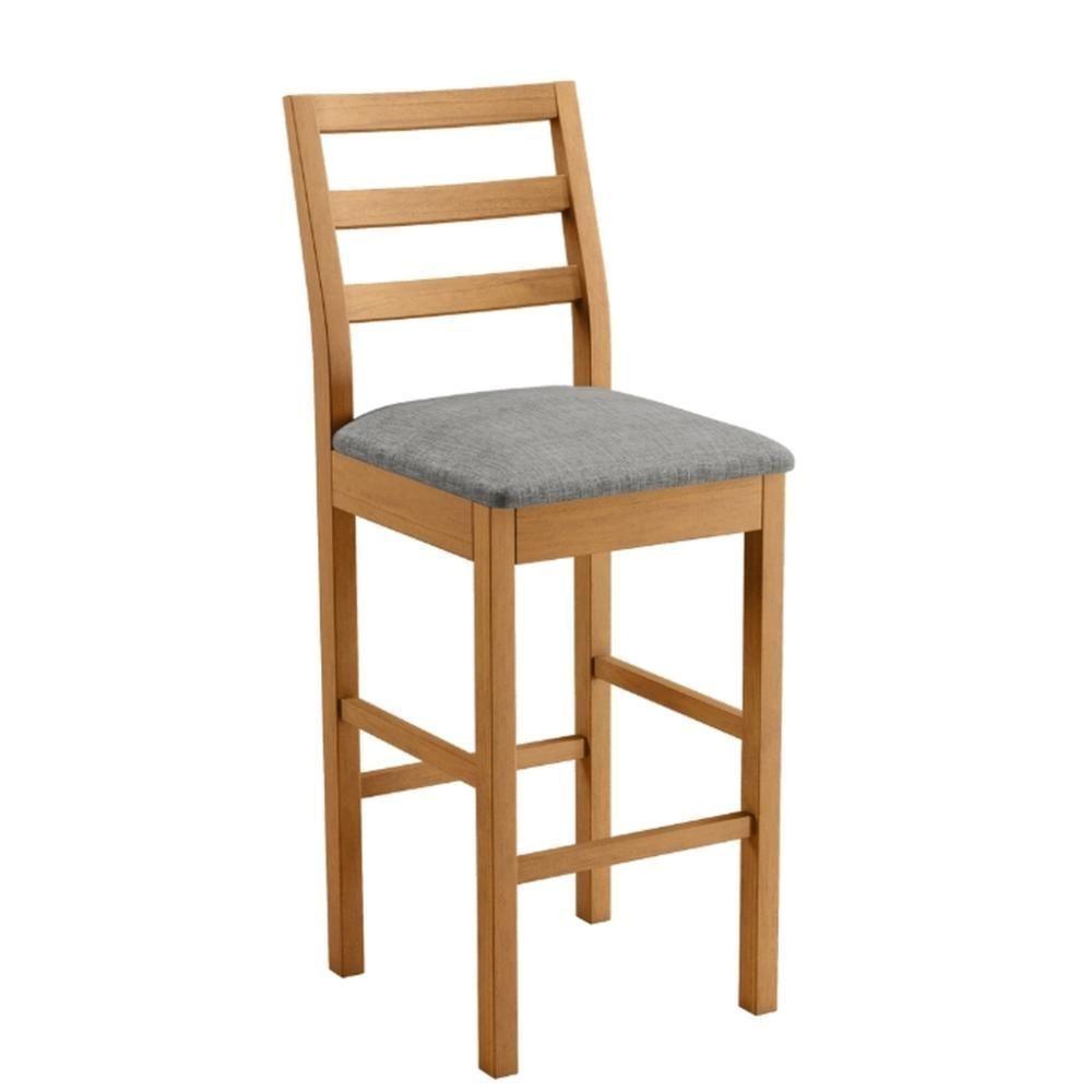 Banqueta Jade 02 Madeira Maciça Jcm Linho Cinza - 1