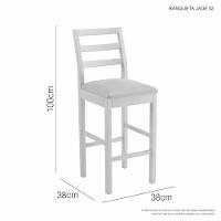 Banqueta Jade 02 Madeira Maciça Jcm Linho Cinza - 3