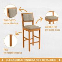 Conjunto 3 Banquetas Jade 04 Madeira Maciça Jcm Veludo Cinza