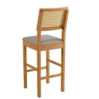 Conjunto 3 Banquetas Jade 03 Madeira Maciça Jcm Encosto Rattan E Veludo Cinza - 2