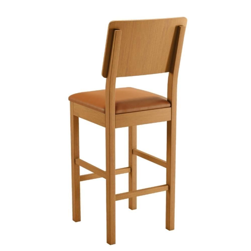 Conjunto 3 Banquetas Jade 01 Madeira Maciça Jcm Couro Caramelo - 2