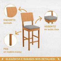 Conjunto 3 Banquetas Jade 01 Madeira Maciça Jcm Linho Cinza