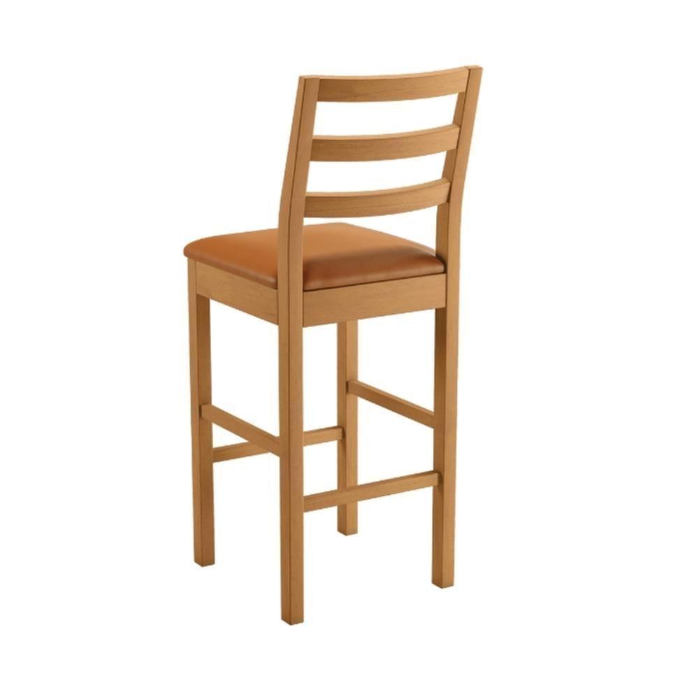 Conjunto 3 Banquetas Jade 02 Madeira Maciça Jcm Couro Caramelo - 2