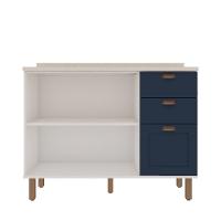 Balcao 1200 2 Portas E Gaveteiro Branco Fosco Azul Vel Genialflex