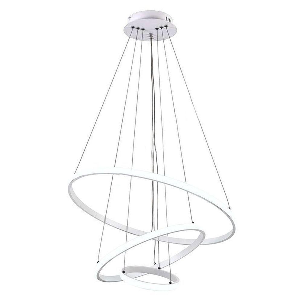 Lustre Pendente Luminaria Arco 3 Em 1 Aneis Ajustaveis Argola Decoraçao Sala Quarto Casa Iluminaçao - 1