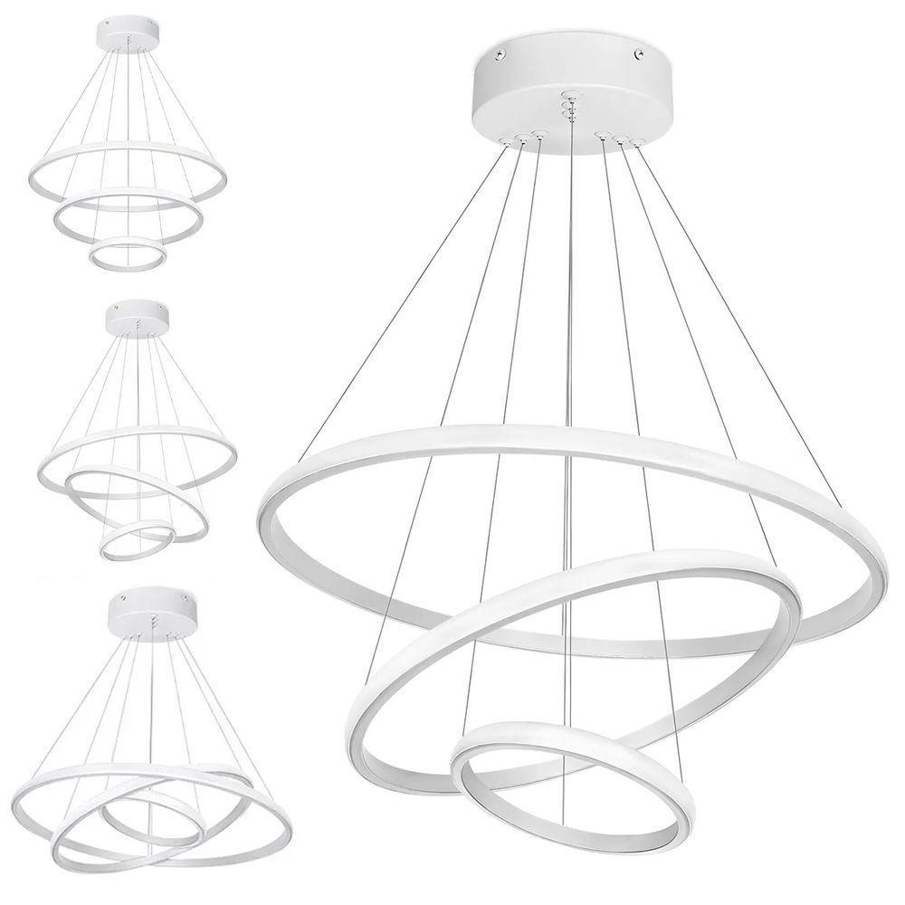 Lustre Pendente Luminaria Arco 3 Em 1 Aneis Ajustaveis Argola Decoraçao Sala Quarto Casa Iluminaçao - 2