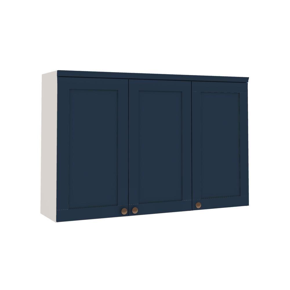 Cozinha Modulada Compacta Iluminata 4 Peças com Cristaleiras 2 Portas Branco Azul Vel Genialflex - 6