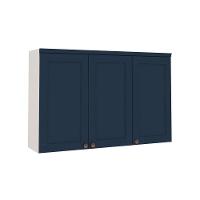 Cozinha Modulada Compacta Iluminata 4 Peças com Cristaleiras 2 Portas Branco Azul Vel Genialflex - 6