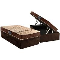 Conjunto Box Baú Solteiro: Colchão Espuma D Angelis Anjos D28 Confort + Base CRC Suede Brown (88x188) - 1
