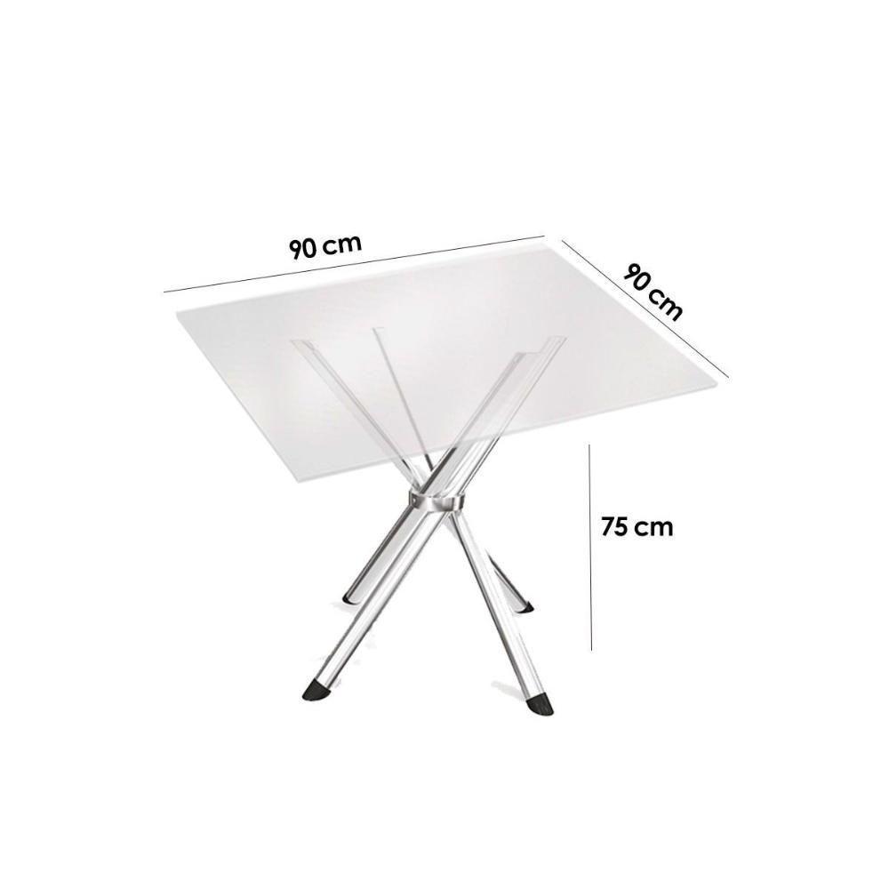 Sala de Jantar Completa Volga c/ Tampo de Vidro 95x95cm e 4 Cadeiras Noruega Cromada - Preto - Kappesberg - 3