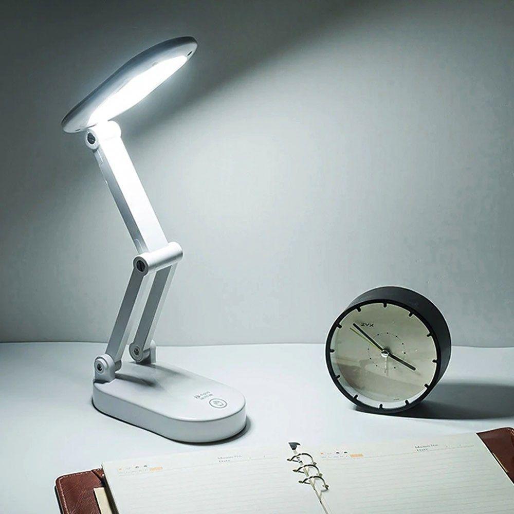 Luminaria De Mesa Touch Dobrável Sem Fio Led Articulada Recarregavel Iluminaçao Lampada 3 Funções - 5