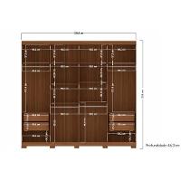 Guarda Roupa Casal 8 Portas e 4 Gavetas c/Espelho e Pés Master New 8.4 jatoba/Areia - Santos Andirá