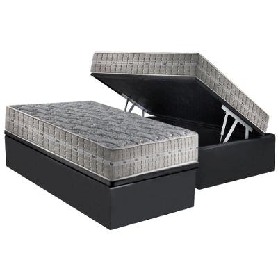 Conjunto Box Baú Solteiro: Colchão Molas D Angelis Anjos Ensacadas Royal + Base CRC Suede Gray (88x188)