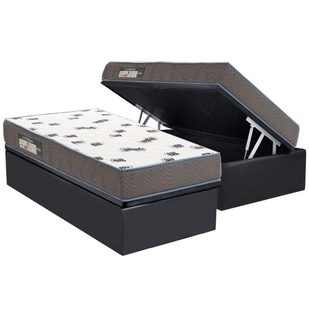 Conjunto Box Baú Solteiro: Colchão Espuma Ortobom D33 Light Saúde + Base CRC Suede Gray (88x188) - 1