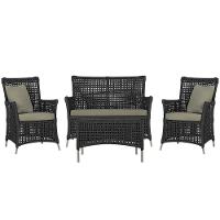 Jogo Sofá E 2 Poltronas E Mesa Igapó Fendi E8 Trama Original Preto - 1