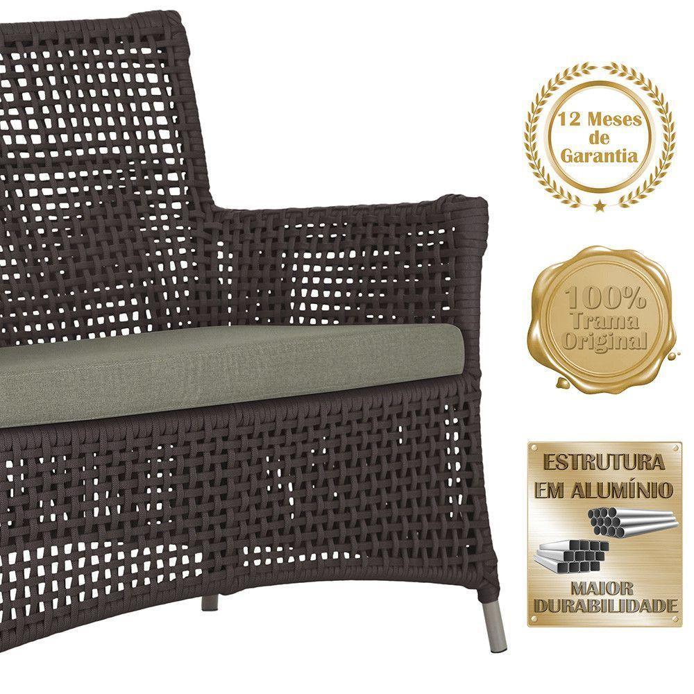 Jogo Sofá E 2 Poltronas E Mesa Igapó Fendi E8 Trama Original Marrom - 4