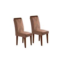 Sala de Jantar Completa Luna c/ Tampo Madeirado Vidro Canto Curvo 90x90cm e 4 cadeiras Amsterdã Imbuia/Off White - Suede Creme - Rufato - 7