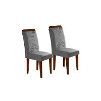 Sala de Jantar Completa Luna c/ Tampo Madeirado Vidro Canto Curvo 90x90cm e 4 cadeiras Amsterdã Imbuia/Off White - Suede Creme - Rufato - 8