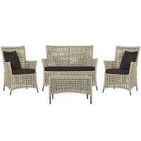 Jogo Sofá E 2 Poltronas E Mesa Igapó Preta E9 Trama Original Rami - 1