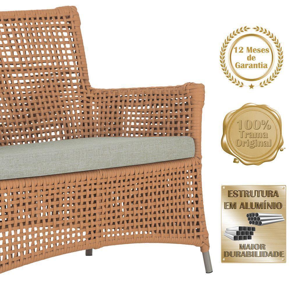 Jogo Sofá 4 Poltronas E Mesa Igapó Fendi E3 Trama Original Terra Cota - 4